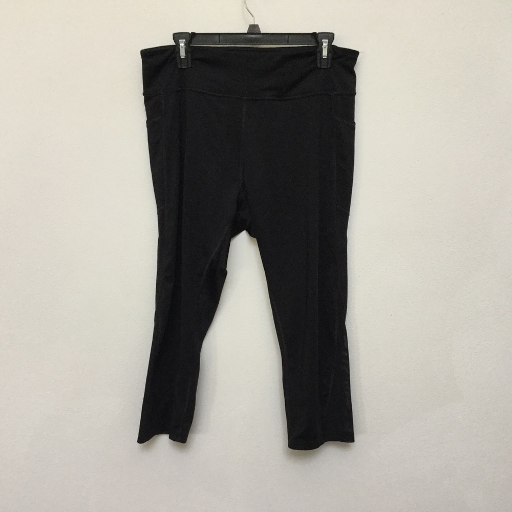 Tek Gear Black Mesh Cropped Leggings Size XXL Workout Athleisure Gym Active